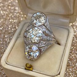 Vintage Split Shank White Sapphire Engagement Ring For Women