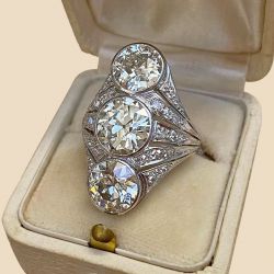 Art Deco Split Shank White Sapphire Engagement Ring For Women