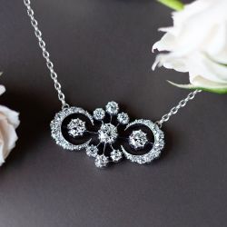 Art Deco White Sapphire Round Cut Pendant Necklace For Women