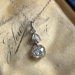 Vintage White Sapphire Round Cut Pendant Necklace For Women 