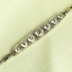 Vintage White Sapphire Round Cut Bracelet In Sterling For Women