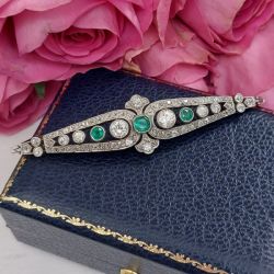 Vintage Two Tone Emerald & White Sapphire Asscher & Round Cut Bracelet