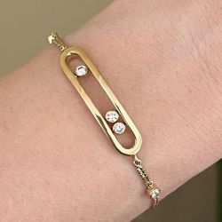 Unique White Sapphire Round Cut Golden Bracelet For Women