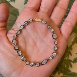 Vintage Two Tone White Sapphire Multi Cut Tennis Bracelet For Women