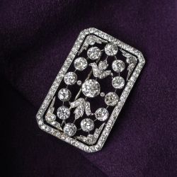 Vintage Halo White Sapphire Round Cut Brooch For Women