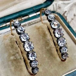 Vintage Two Tone White Sapphire Cushion Cut Hoop Earrings For Women