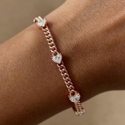 Classic Rose Gold White Sapphire Heart Cut Tennis Bracelet