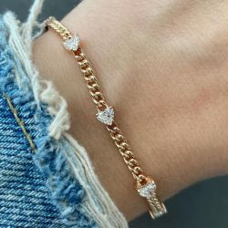 Classic Rose Gold White Sapphire Heart Cut Tennis Bracelet