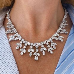 Gorgeous White Sapphire Pear & Marquise Cut Necklace For Women