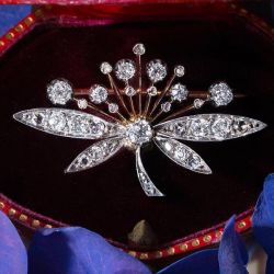 Antique White Sapphire Round Cut Brooch For Women