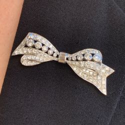 Cute White Sapphire Round Cut Bow brooch For Women