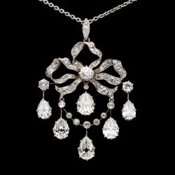 Vintage White Sapphire Pear & Round Cut Pendant Necklace For Women