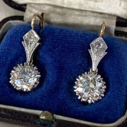 Vintage Two Tone White Sapphire Round Cut Drop Earrings For Women