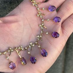 Golden Purple Sapphire Oval Cut Necklace For Women