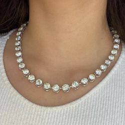 Classic White Sapphire Round Cut Necklace For Women