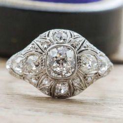 Vintage White Sapphire Cushion Cut Engagement Ring For Women
