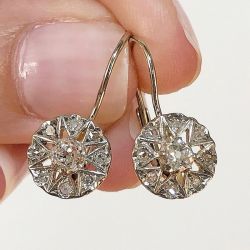 Classic Star Design White Sapphire Round Cut Drop Earrings For Women