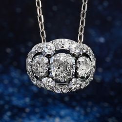 Vintage  Halo White Sapphire Cushion Cut Pendant Necklace For Women