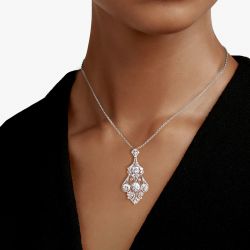 Vintage White Sapphire Round Cut Pendant Necklace For Women