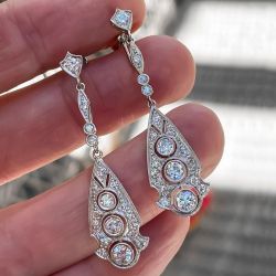 Vintage White Sapphire Round Cut Drop Earrings For Women