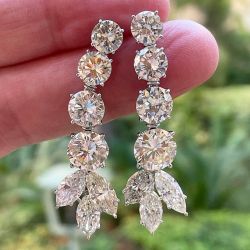 Unique White Sapphire Round & Marquise Cut Drop Earrings For Women
