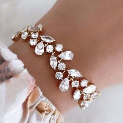 Golden Multi Cut White Sapphire Tennis Bracelet For Women