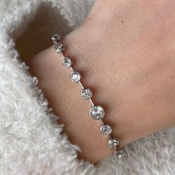 Classic Bezel White Sapphire Round Cut Tennis Bracelet For Women