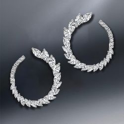 White Sapphire Marquise & Round Cut Hoop Earrings For Women