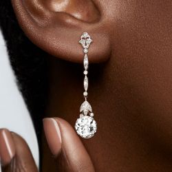 Vintage White Sapphire Round Cut Drop Earrings For Women