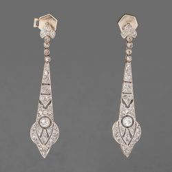 Art Deco White Sapphire Round Cut Drop Earrings For Women