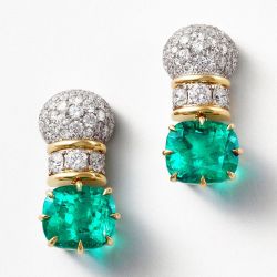 Unique Pave Setting Emerald Sapphire Cushion Cut Drop Earrings For Women