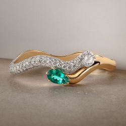 Unique Two Tone White & Emerald Sapphire Pear & Round Cut Bangle Bracelet