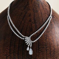 Unique White Sapphire Pear Cut Pendant Necklace For Women