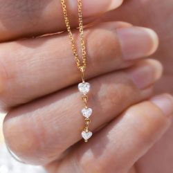Golden White Sapphire Heart Cut Pendant Necklace For Women