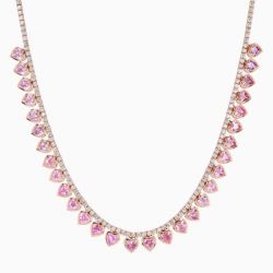 Rose Gold Heart Cut Pink Sapphire Necklace For Women