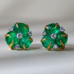 Art Deco Two Tone Emerald Cut Oval Cut Stud Earrings For Women