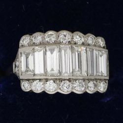 Triple Row Channel White Sapphire Baguette & Round Cut Wedding Band For Women