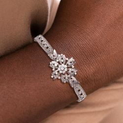 Vintage White Sapphire Round Cut Bracelet For Women