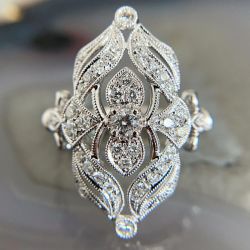 Vintage Milgrain White Sapphire Round Cut Engagement Ring For Women