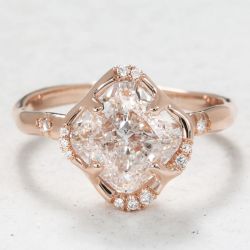 Rose Gold White Sapphire Cushion Cut Engagement Ring For Women