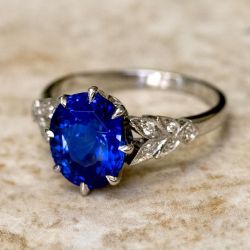 Vintage Blue Sapphire Oval Cut Engagement Ring For Women