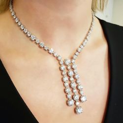Classic Round Cut White Sapphire Tennis Necklace For Women