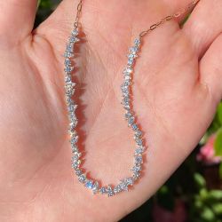 Two Tone Round & Asscher Cut White Sapphire Pendant Necklace For Women