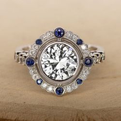 Vintage Halo Round Cut White Sapphire Engagement Ring For Women