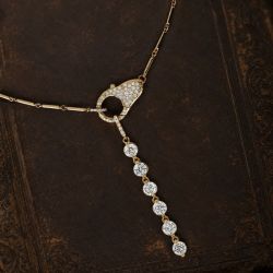 Golden Round Cut White Sapphire Lock Pendant Necklace For Women
