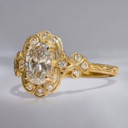 Vintage Golden Oval Cut White Sapphire Engagement Ring For Women