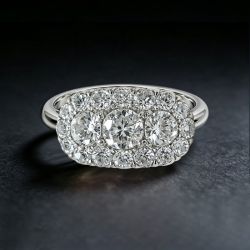 Vintage Halo Round Cut White Sapphire Engagement Ring For Women