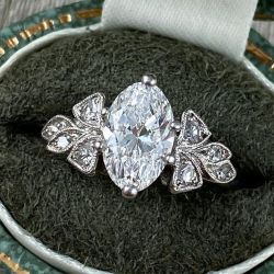 Vintage Oval Cut White Sapphire Engagement Ring For Women