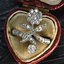 Antique Round & Cushion Cut White Sapphire Flower Cluster Ring For Women