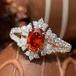 Art Deco Oval Cut Yellow Sapphire Engagement Ring For Women